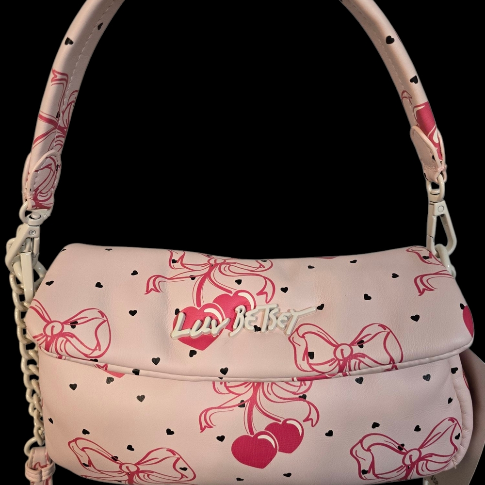Betsey Johnson Pink Crossbody Bag with Chain Detail